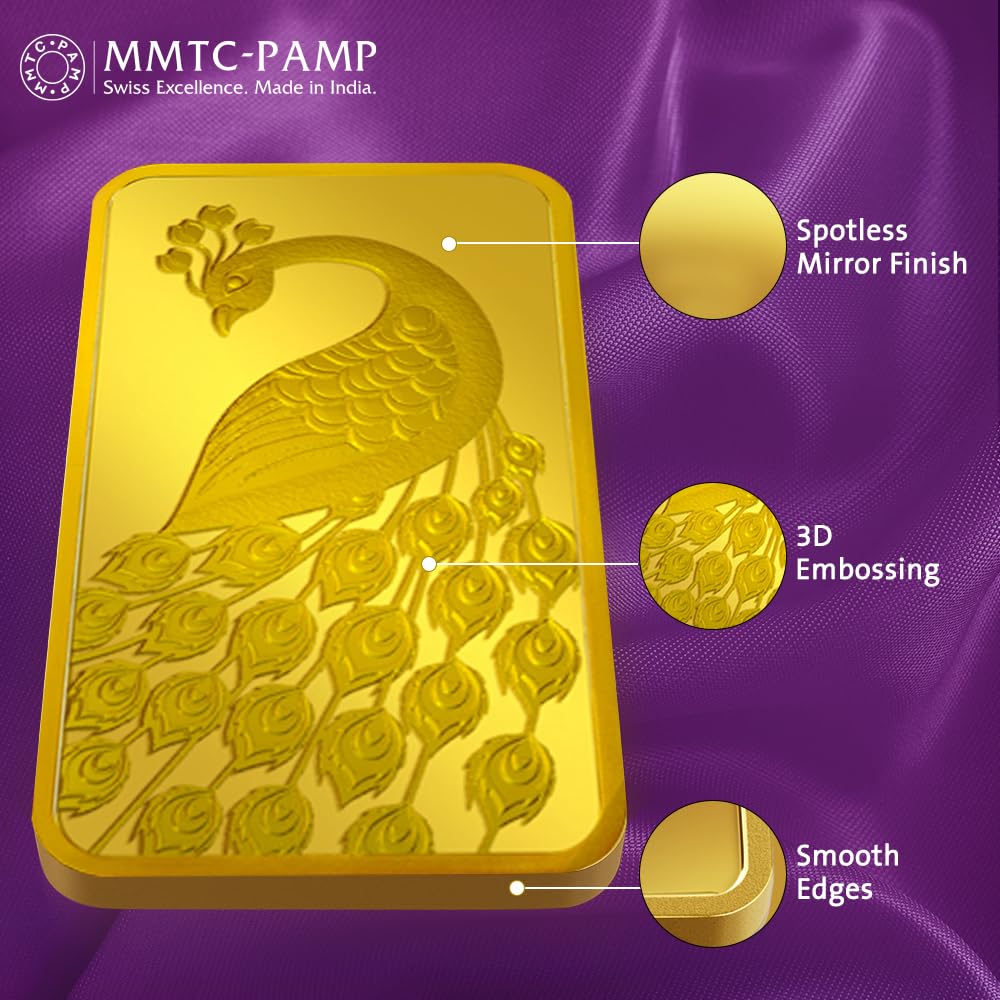 24K (999.9+) Purest Peacock Gold Bar, 10 Gram Gold Coin, LBMA Certified