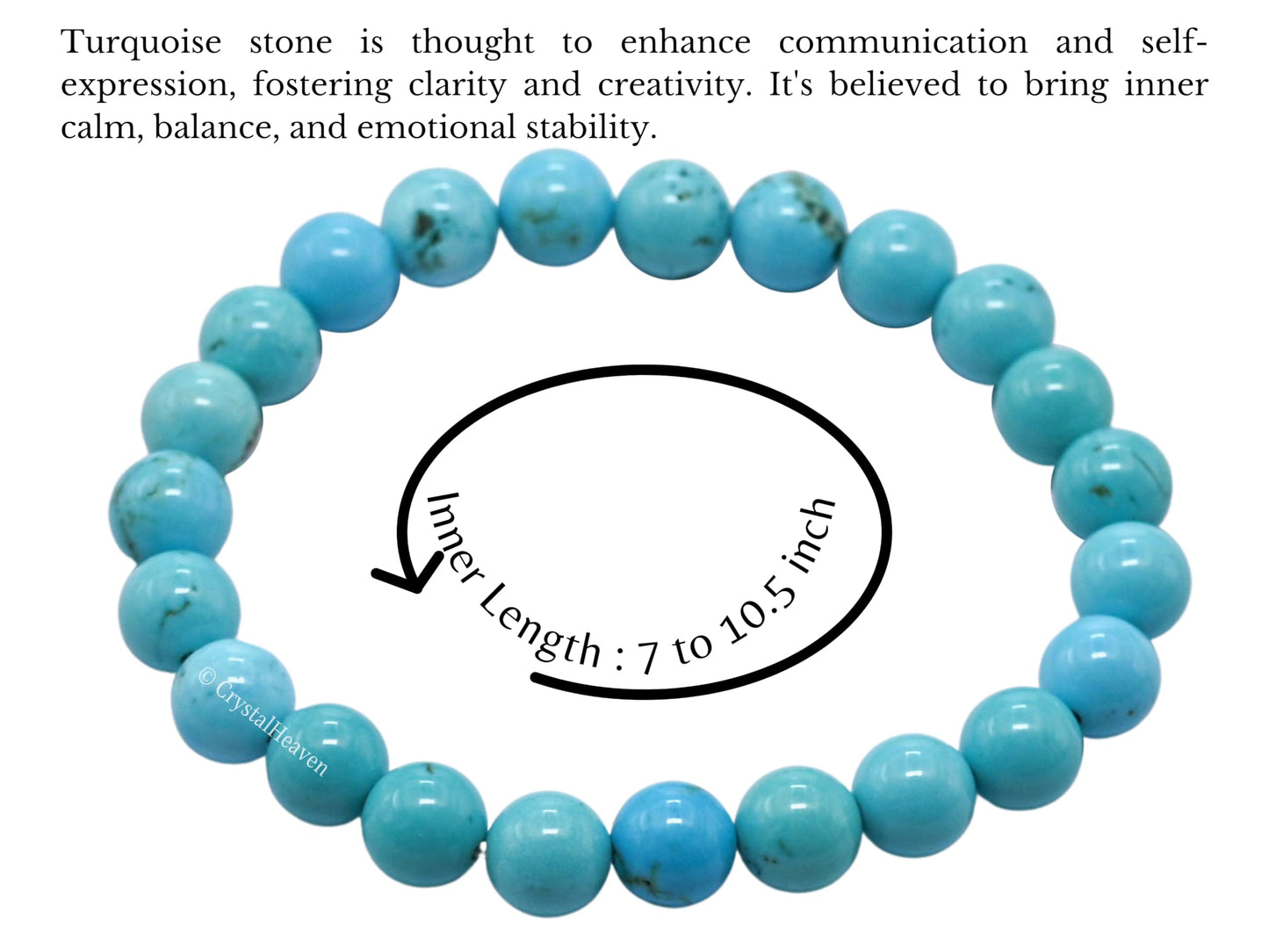 Crystal Heaven Stabilized Turquoise Bracelet for Women Men with Healing Crystal and Reiki Stone - Beautiful Gemstone Beaded Bracelet for Balance, Harmony & Positive Energy