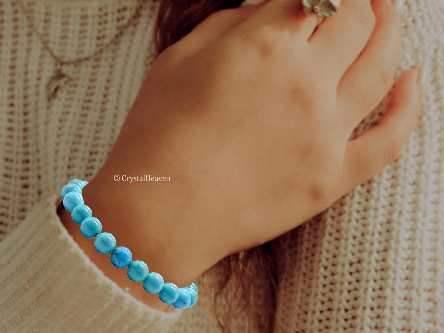 Crystal Heaven Stabilized Turquoise Bracelet for Women Men with Healing Crystal and Reiki Stone - Beautiful Gemstone Beaded Bracelet for Balance, Harmony & Positive Energy