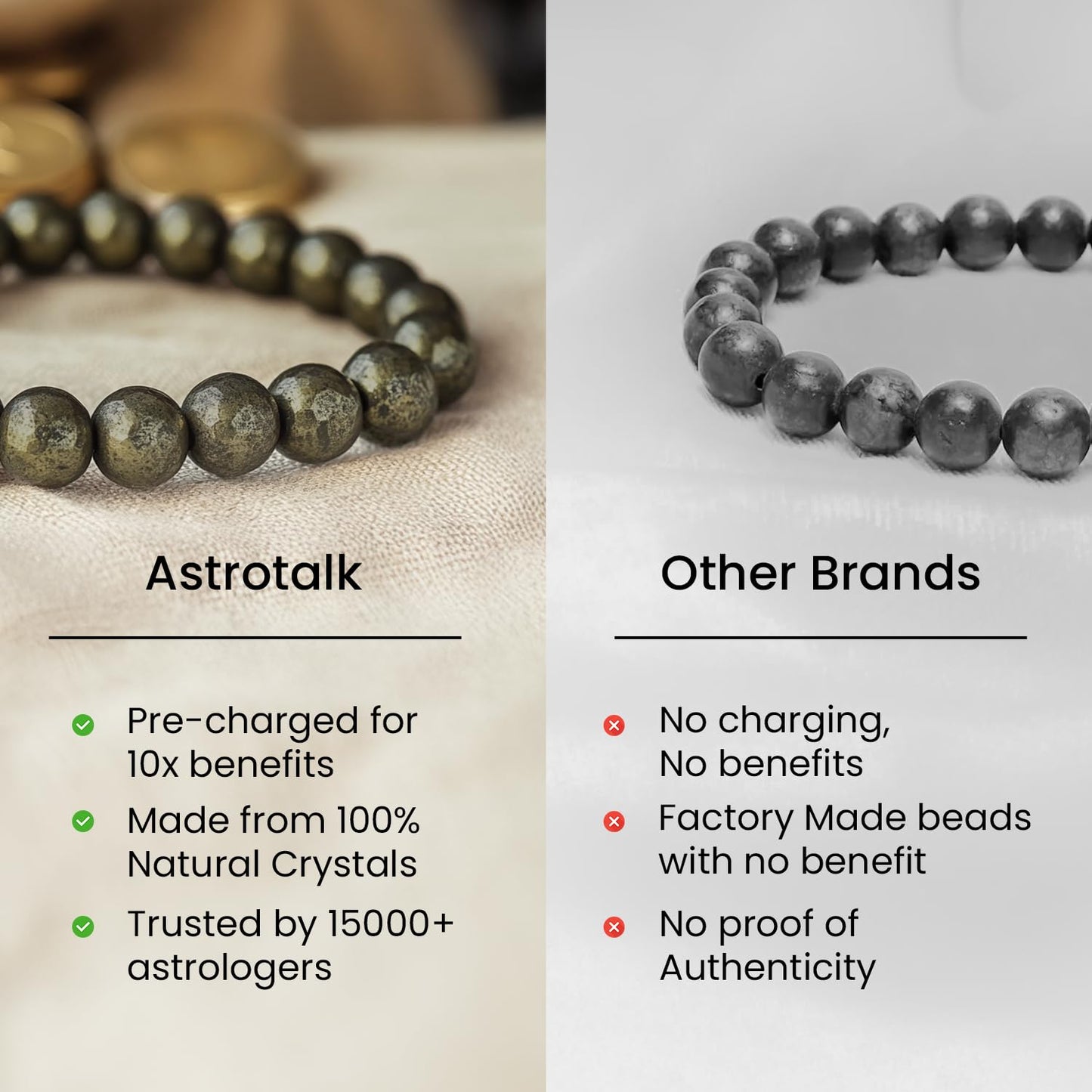 Astrotalk Raw Pyrite Bracelet | Certificate of Authenticity | Attracts Money and Boost Confidence | Astrology Bracelet for Men and Women | Beautifully Crafted with Healing Crystals