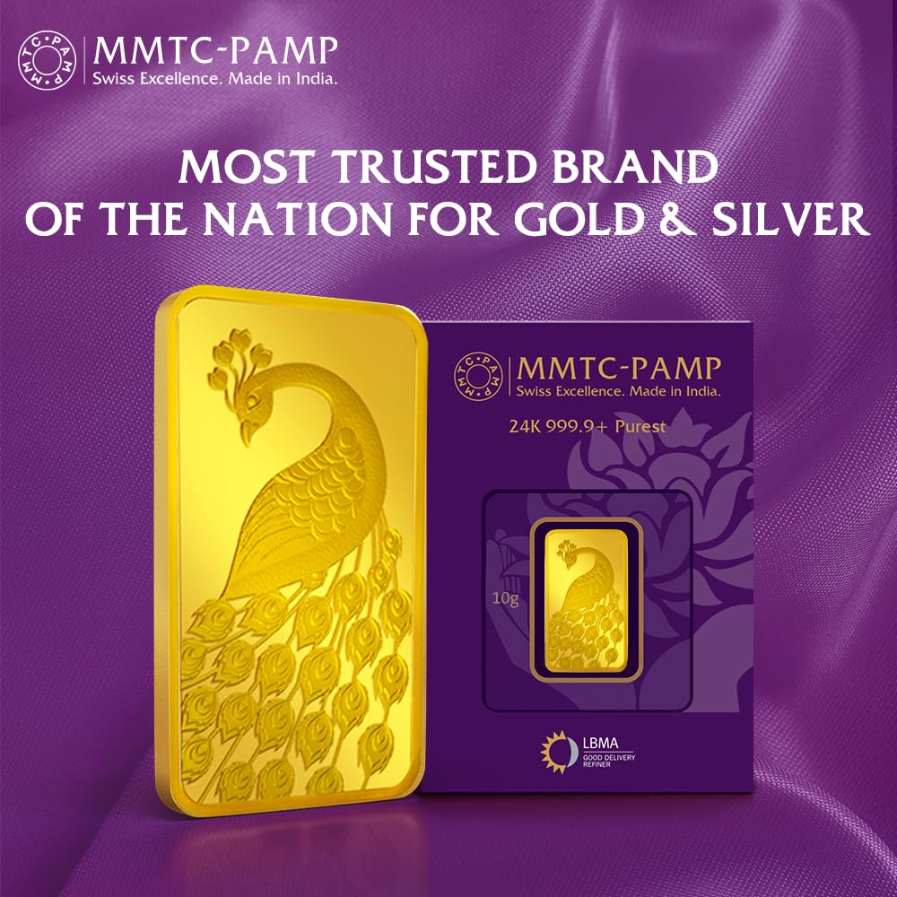 24K (999.9+) Purest Peacock Gold Bar, 10 Gram Gold Coin, LBMA Certified
