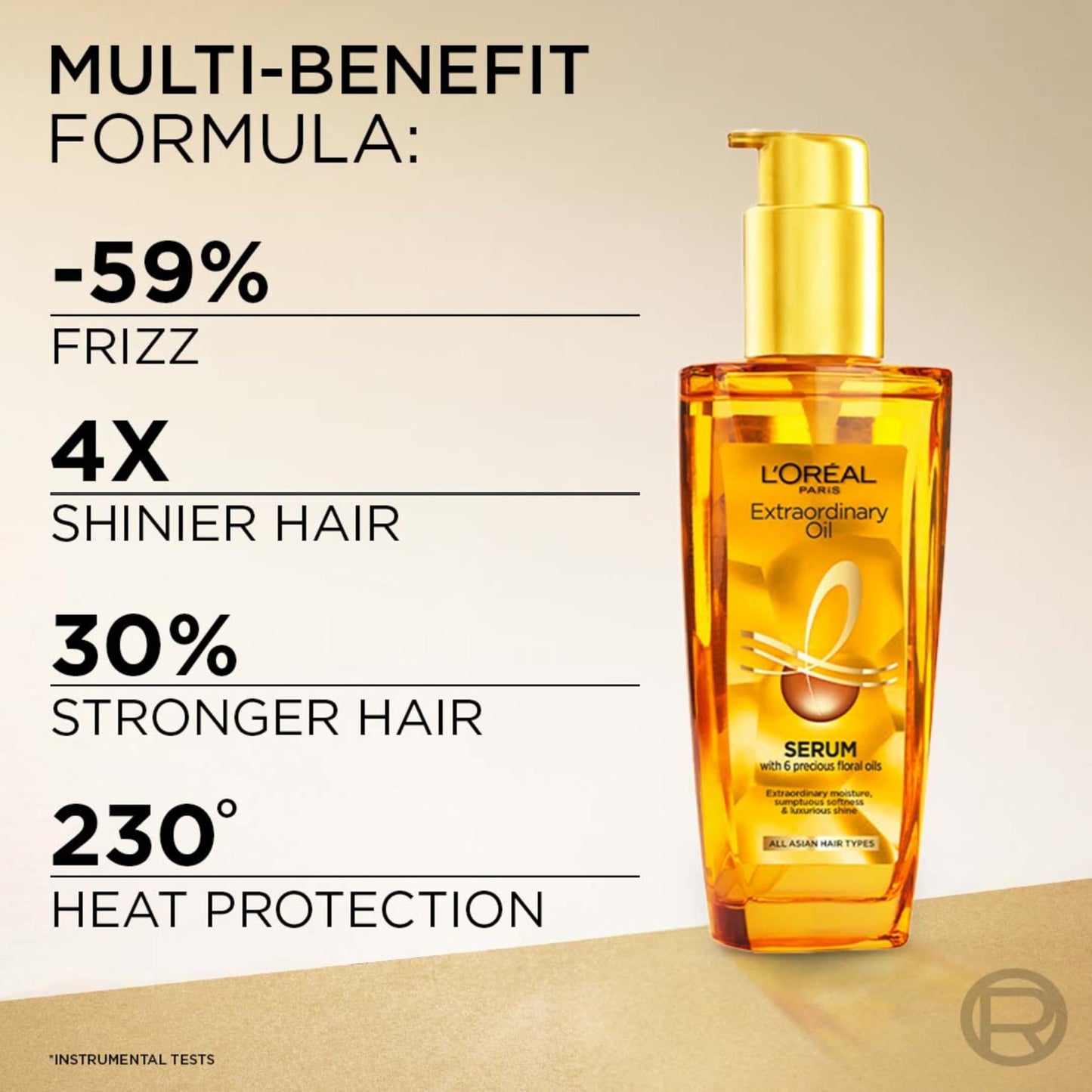 L'Oreal Paris Serum, Protection and Shine, For Dry, Flyaway & Frizzy Hair, With 6 Rare Flower Oils, Extraordinary Oil, 100ml