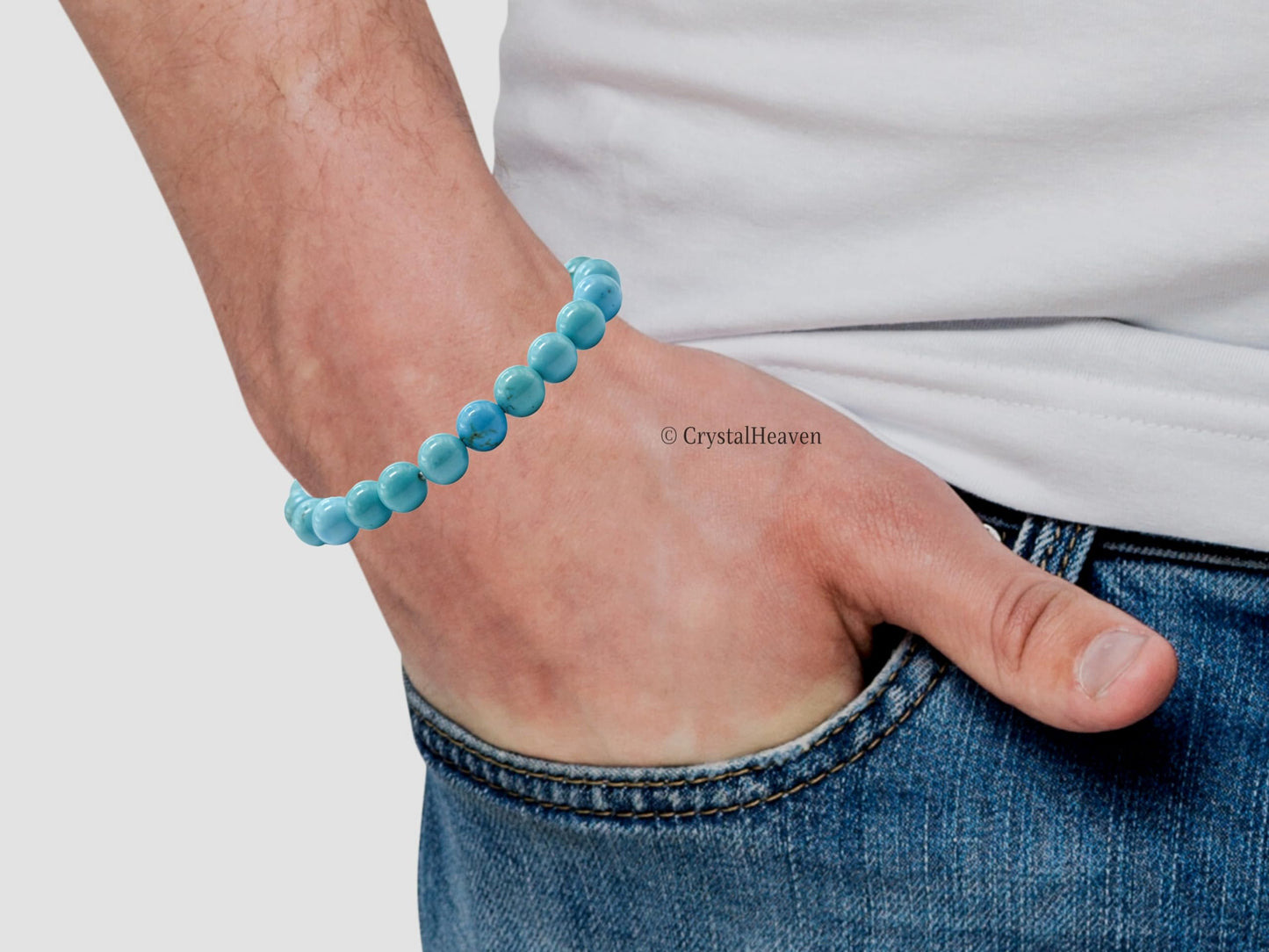 Crystal Heaven Stabilized Turquoise Bracelet for Women Men with Healing Crystal and Reiki Stone - Beautiful Gemstone Beaded Bracelet for Balance, Harmony & Positive Energy