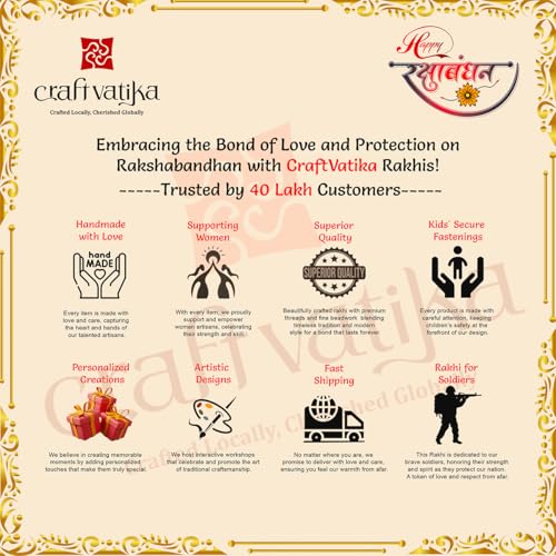 CraftVatika Rakhi Set for Brother and Bhabhi, Lumba Floral Rakhi Kundan Bracelet Rakhis for Bhaiya Bhabhi Raksha bandhan Couple Pearl Rakhis Set of 2 with Fridge Magnet Gift