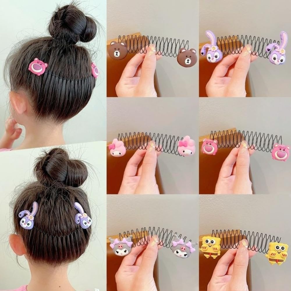 Diversa Cartoon Animal Design Hair Clips for Kids & Girls, Invisible Comb Hair Barrette, Non-slip Comb Style Hair Clip, Invisible Hair Holder Clips, Pack of 5 (1)