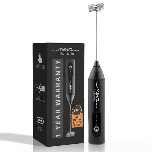GetSetNova Rechargeable Milk Frother & Coffee Whisker with Dual Spring Tech | 1 Year Replacement Warranty | Free Coffee Frothing Recipe Book