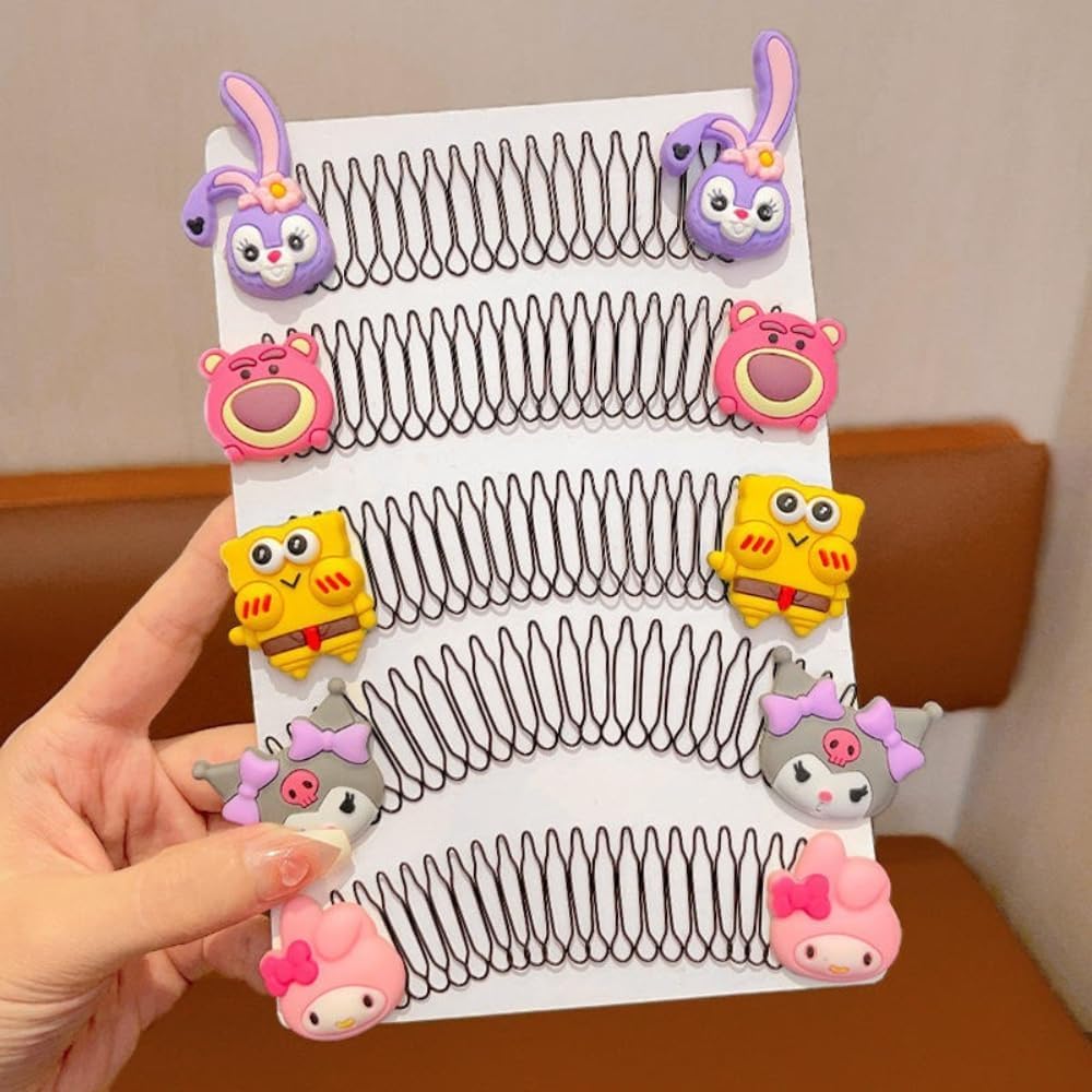 Diversa Cartoon Animal Design Hair Clips for Kids & Girls, Invisible Comb Hair Barrette, Non-slip Comb Style Hair Clip, Invisible Hair Holder Clips, Pack of 5 (1)