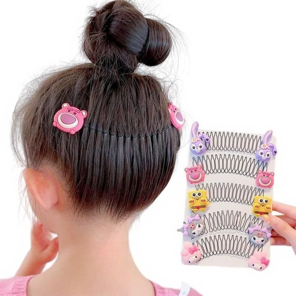 Diversa Cartoon Animal Design Hair Clips for Kids & Girls, Invisible Comb Hair Barrette, Non-slip Comb Style Hair Clip, Invisible Hair Holder Clips, Pack of 5 (1)