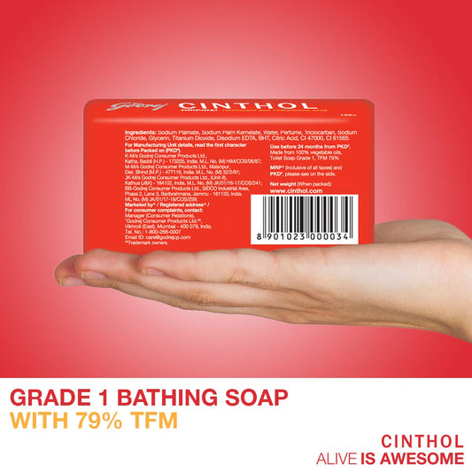 Cinthol Original Bath Soap 99.9% Germ Protection, 100G (Pack Of 4)