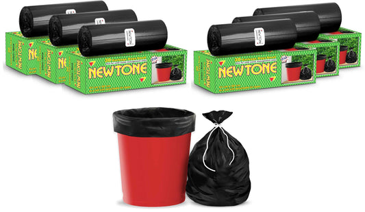 Newtone Premium Garbage Bags Small Size 17x19 Inches|180 Bags (Pack of 6 Rolls with 30 Bags Each) for Dustbin Bag/Trash Bag (Black)